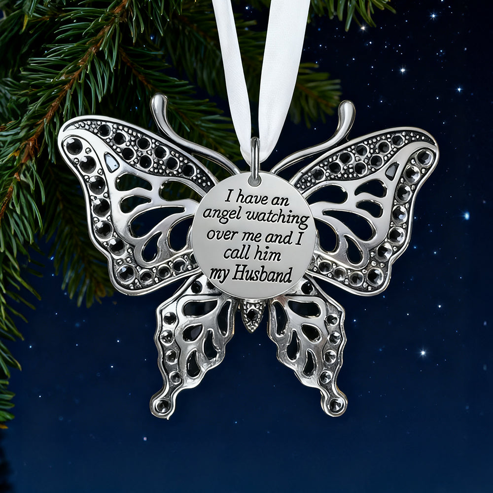 Memorial Butterfly Christmas Ornament for Husband – Elegant Tree Decoration Keepsake