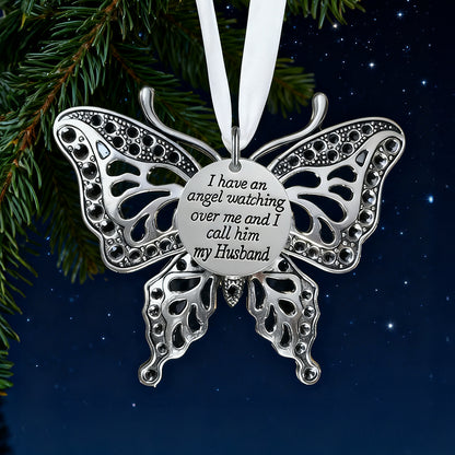 Memorial Butterfly Christmas Ornament for Husband – Elegant Tree Decoration Keepsake