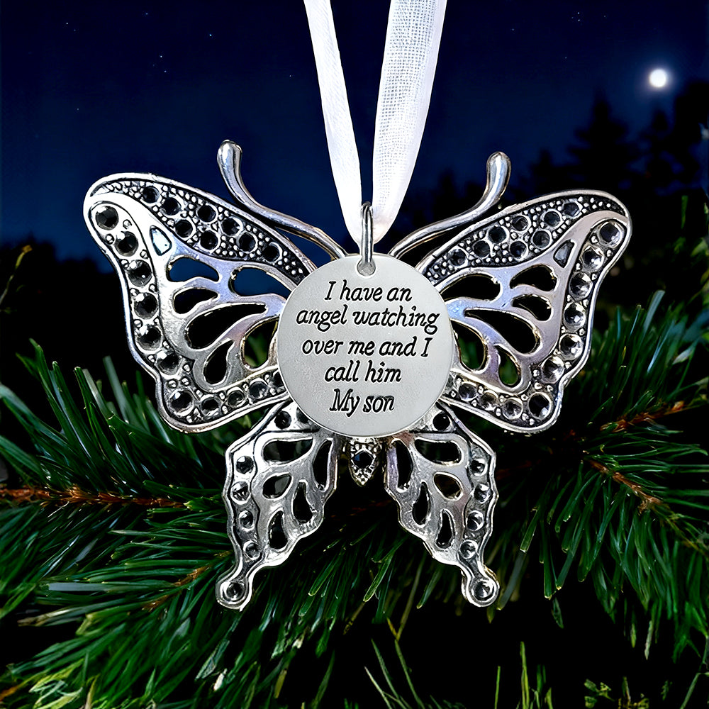 Memorial Butterfly Christmas Ornament for Son – Elegant Tree Decoration Keepsake
