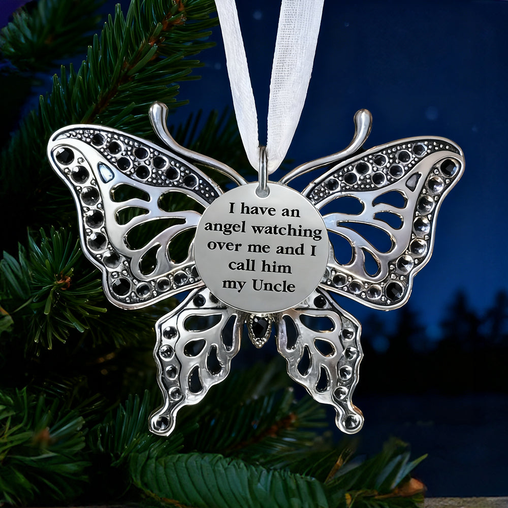 Memorial Butterfly Christmas Ornament for Uncle– Elegant Tree Decoration Keepsake