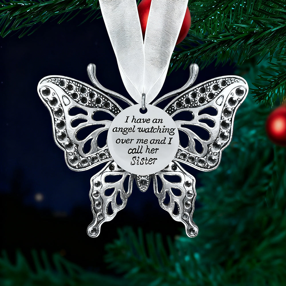 Memorial Butterfly Christmas Ornament for Sister – Elegant Tree Decoration Keepsake