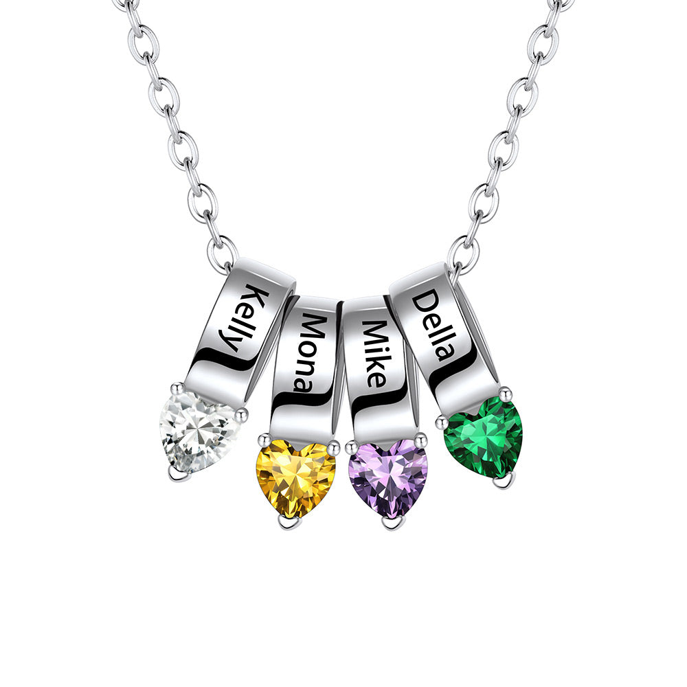 4 Heart Birthstone Necklace for Women BSP210067