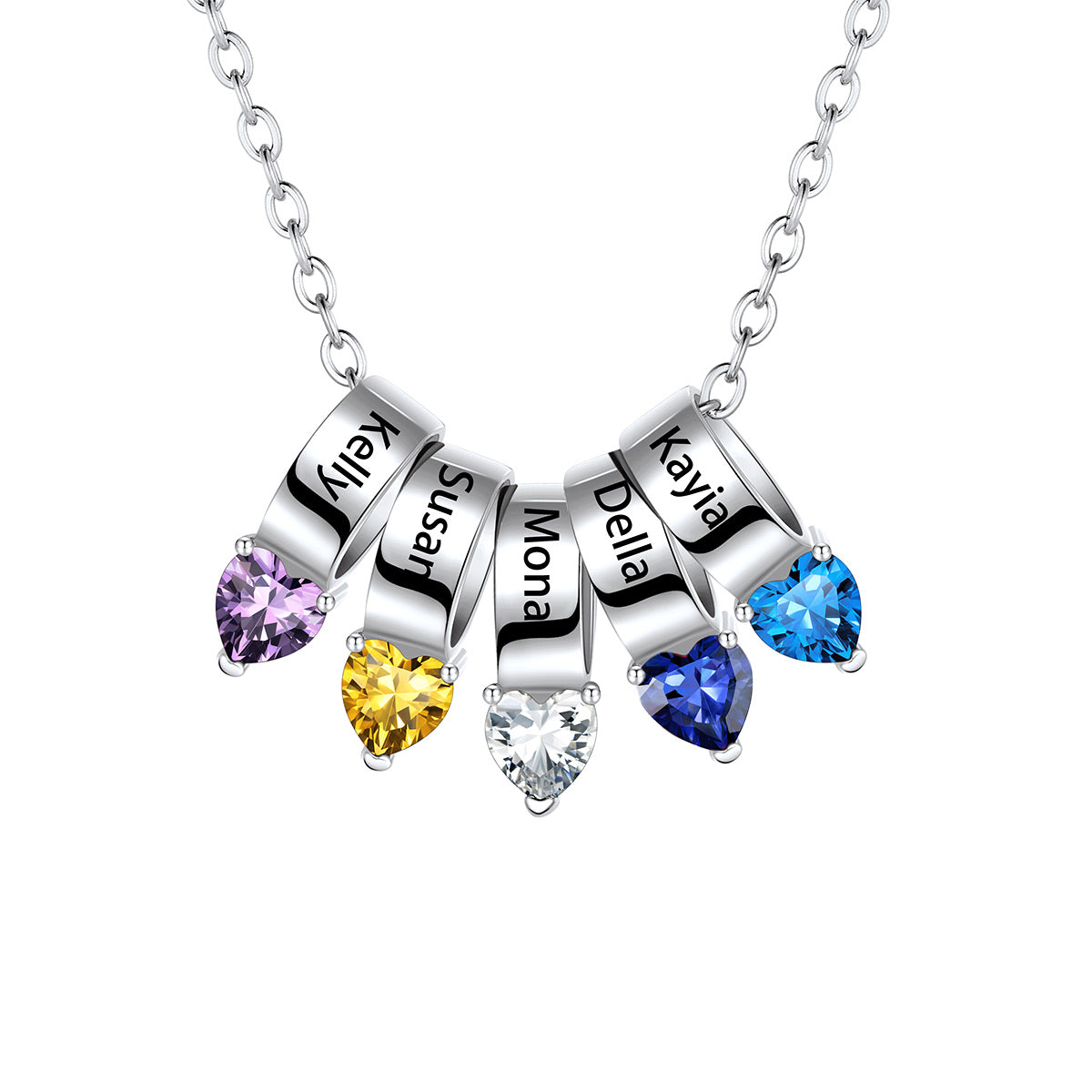 5 Heart Birthstone Necklace for Women BSP210067