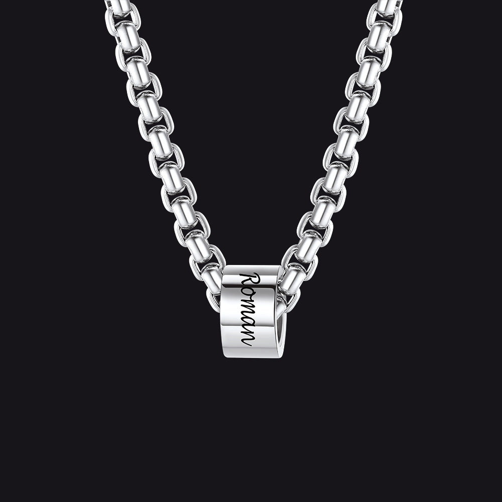 4MM Custom Name Beads Chain Necklace  for Men