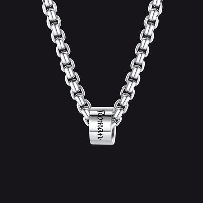 4MM Custom Name Beads Chain Necklace  for Men