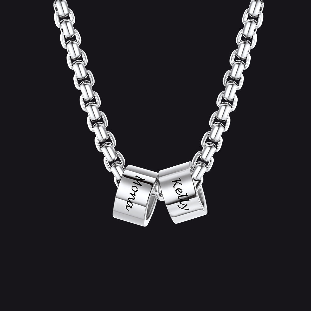 4MM Custom Name Beads Chain Necklace  for Men