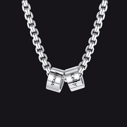 4MM Custom Name Beads Chain Necklace  for Men