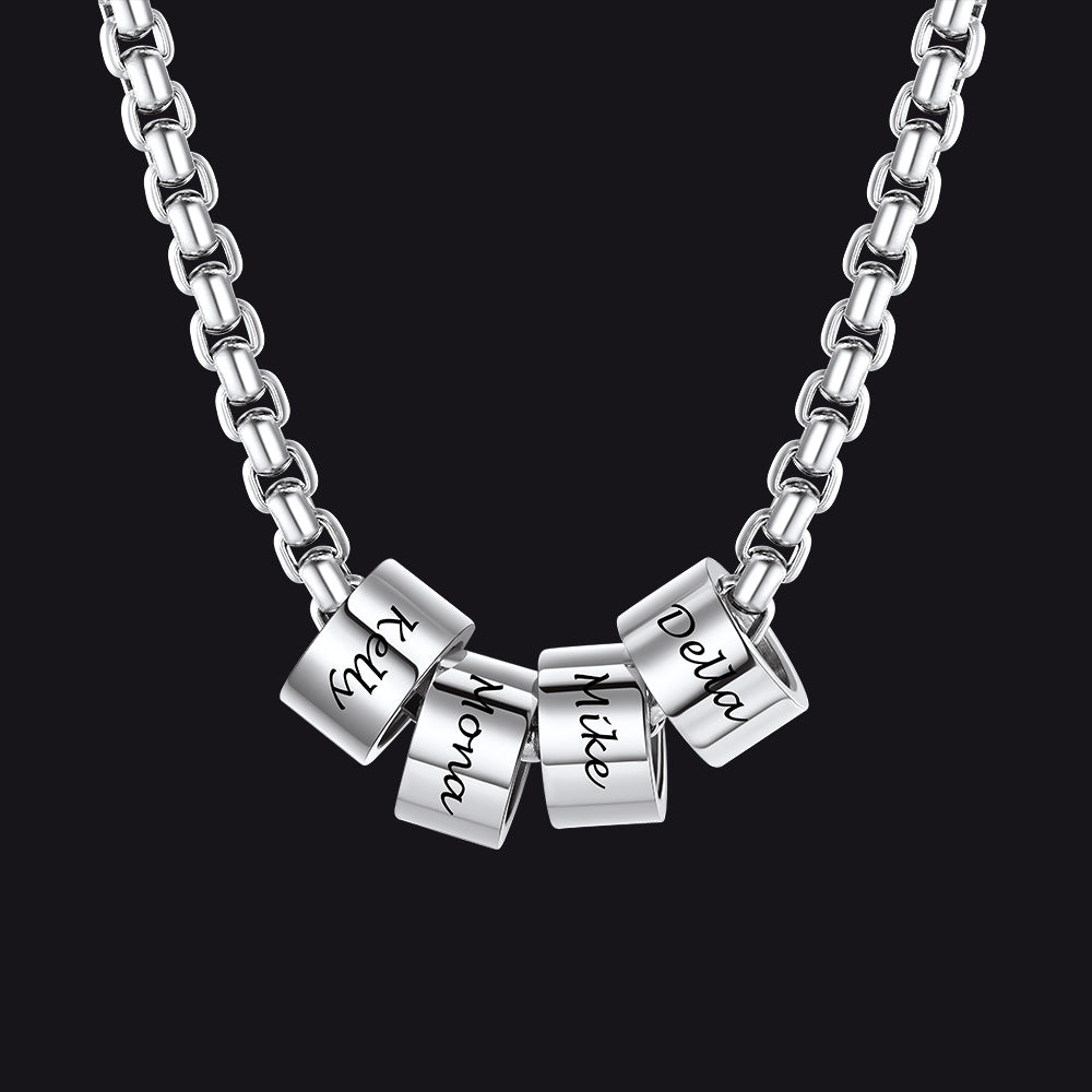 4MM Custom Name Beads Chain Necklace  for Men