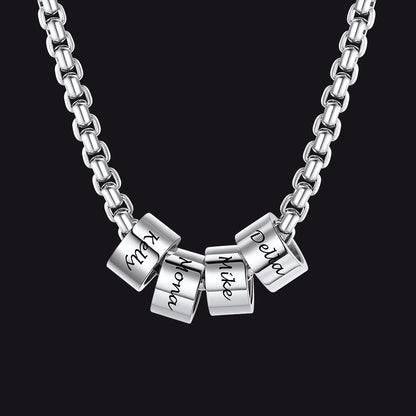 4MM Custom Name Beads Chain Necklace  for Men