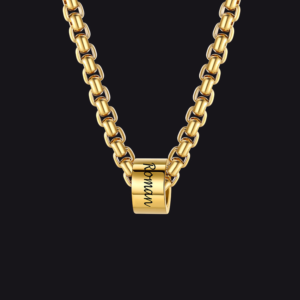 4MM Custom Name Beads Chain Necklace  for Men