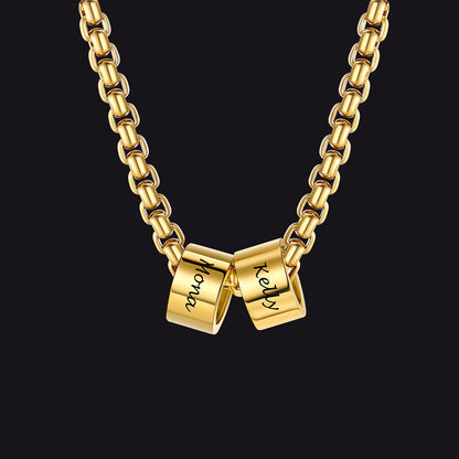 4MM Custom Name Beads Chain Necklace  for Men