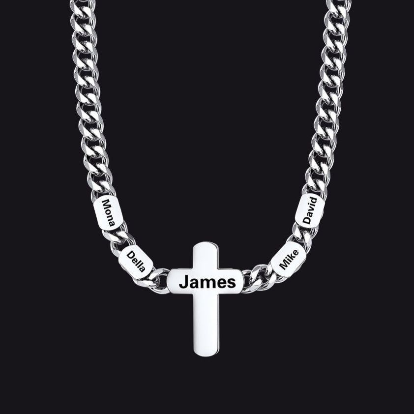 4-Name Gold Cuban Necklace Gift for Family
