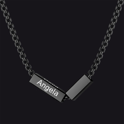 Black custom 1–4 name bar Cuban chain necklace for men