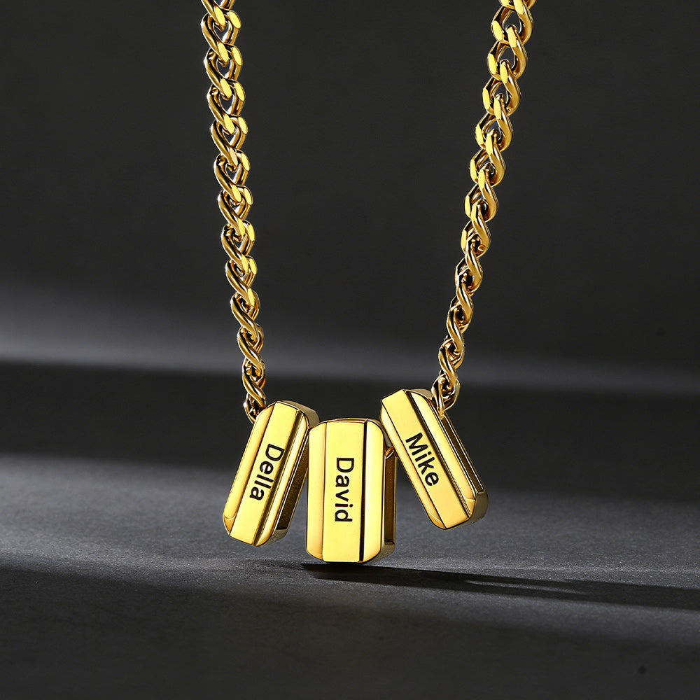 Personalized Engraved Charm Multi Name Necklace