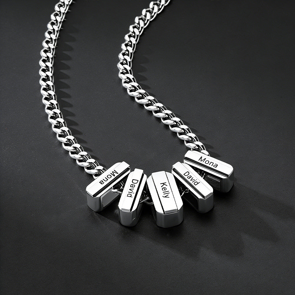 Personalized Engraved Charm Multi Name Necklace