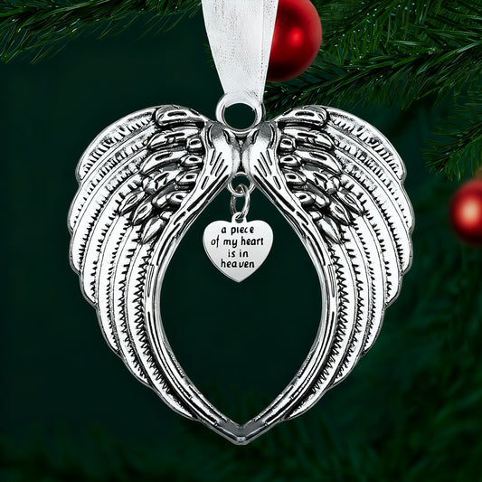 Christmas Memorial Angel Wings Ornament – “A Piece of My Heart Is in Heaven”img