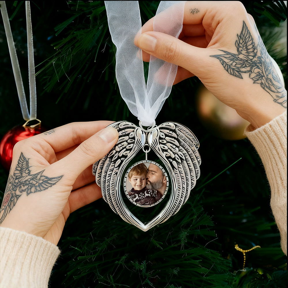 Personalized Photo Memorial Angel Wings Ornament for Xmas Tree Hanging Decoration