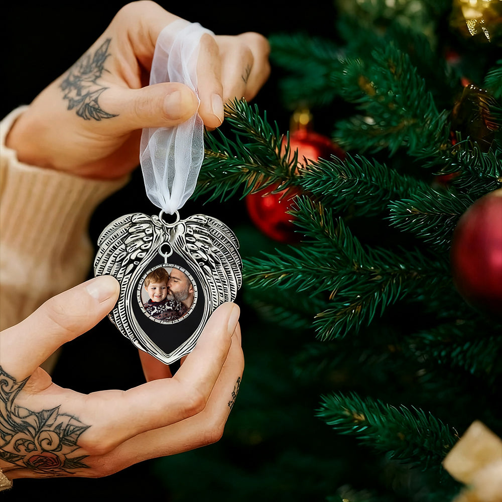 Personalized Photo Memorial Angel Wings Ornament for Xmas Tree Hanging Decoration