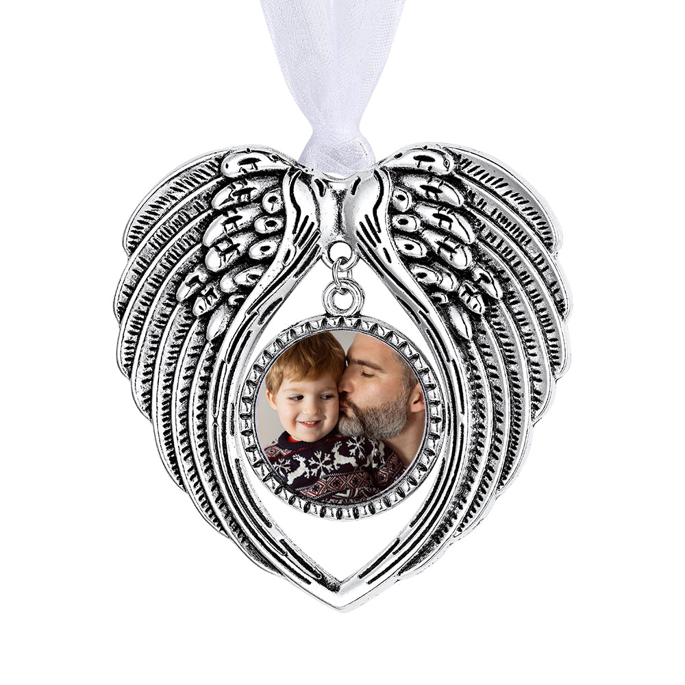 Personalized Photo Memorial Angel Wings Ornament for Xmas Tree Hanging Decoration