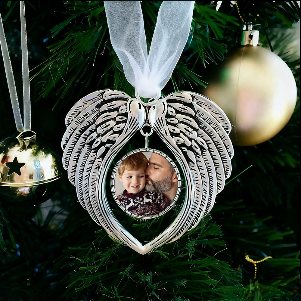 Personalized Photo Memorial Angel Wings Ornament for Xmas Tree Hanging Decoration