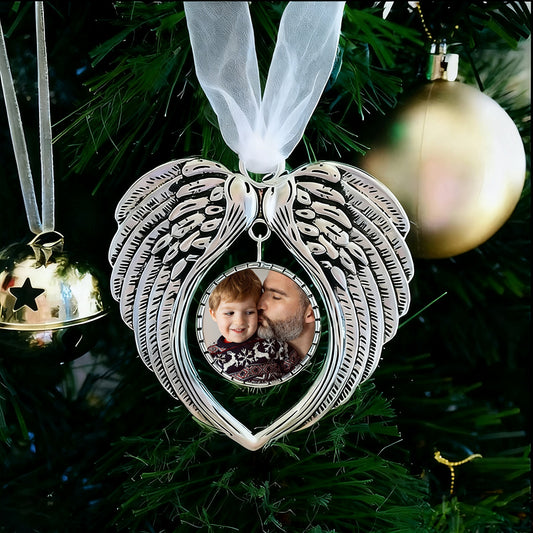 Personalized Photo Memorial Angel Wings Ornament for Xmas Tree Hanging Decorationimg
