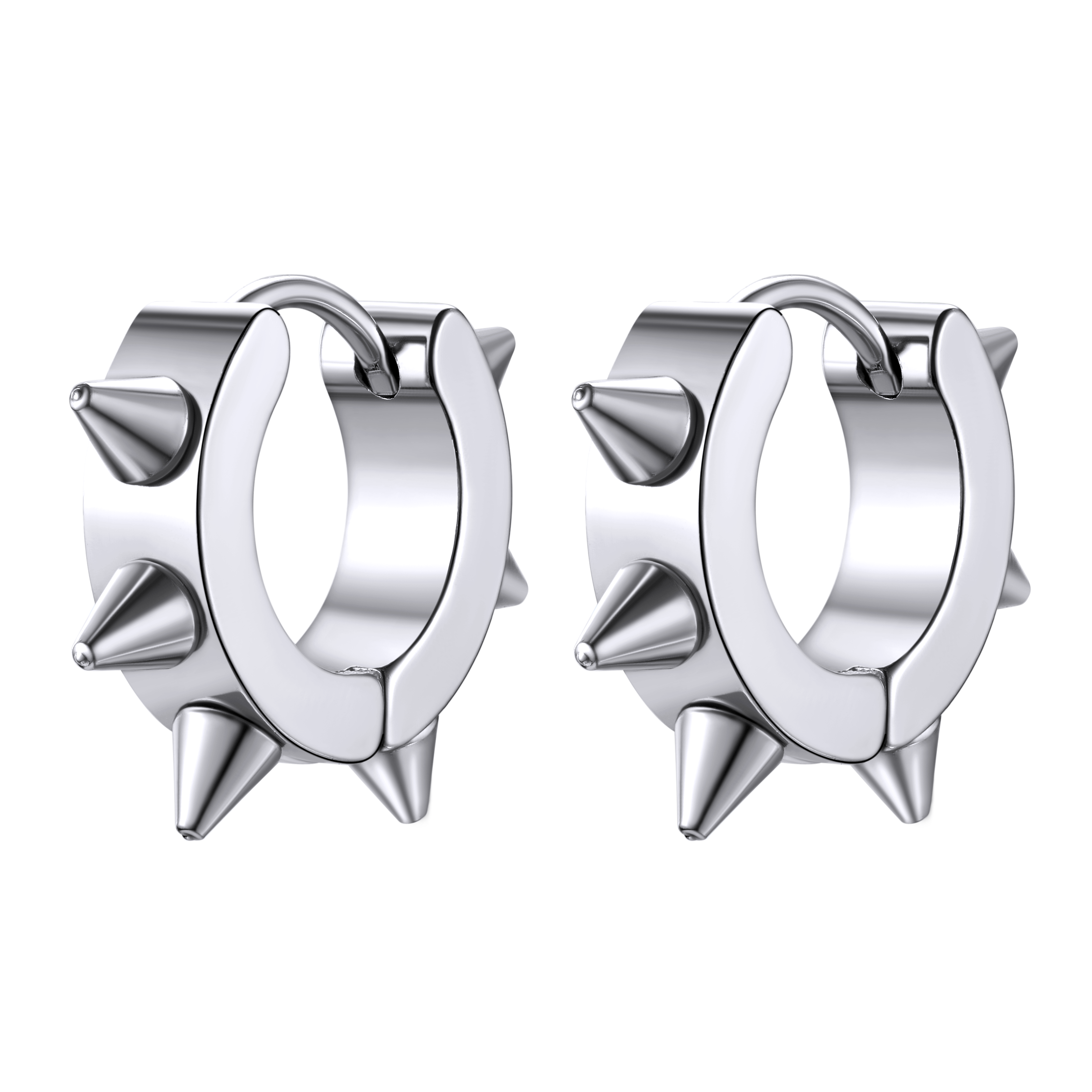 Punk Spike Rivet Huggie Hoop Earrings