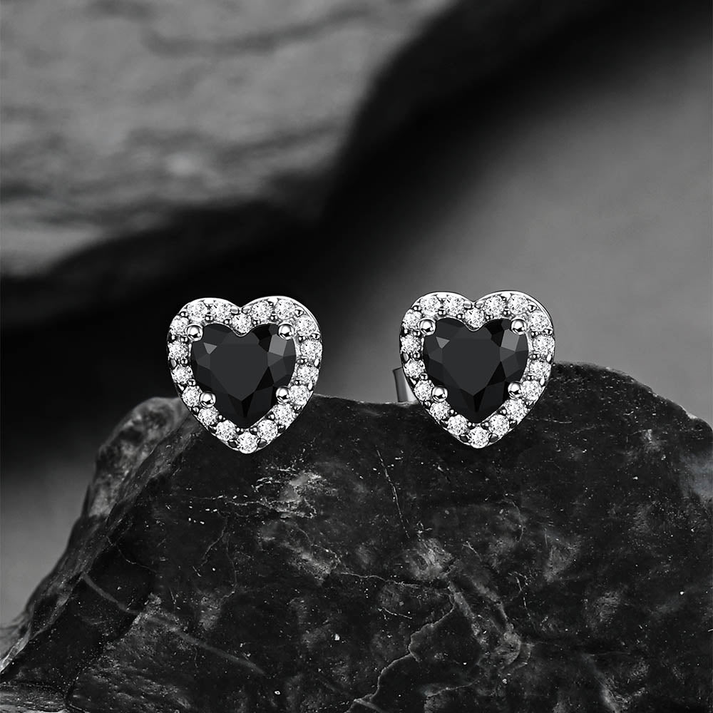 Sterling Silver Birthstone Heart Halo Stud Earrings for Women Men