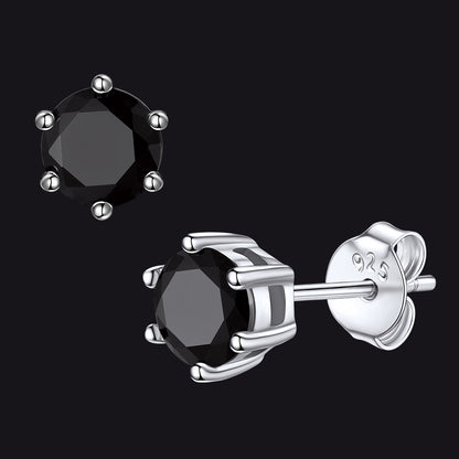 Flash Sale Sterling Silver Black Cubic Zirconia Stud Earrings 5mm 7mm 9mm
