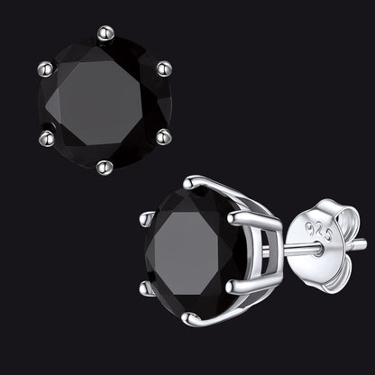 Flash Sale Sterling Silver Black Cubic Zirconia Stud Earrings 5mm 7mm 9mm