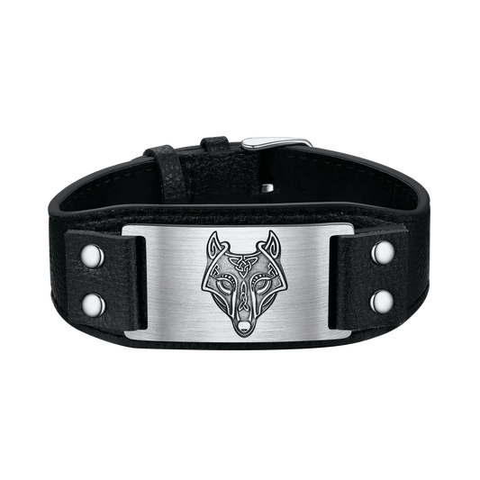 FaithHeart Viking Wolf Fenrir Braided Leather Bracelet Norse Jewelry FaithHeart
