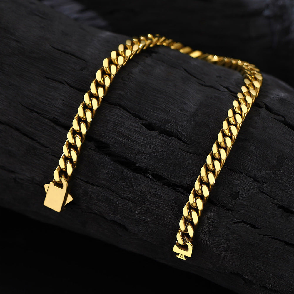 Miami Cuban Link Chain Bracelets for Men with 5/7/9/12mm Width