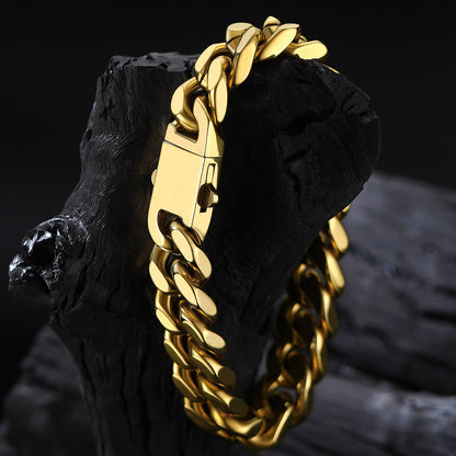 Miami Cuban Link Chain Bracelets for Men with 5/7/9/12mm Width