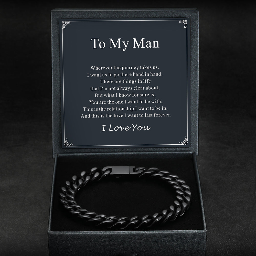 Miami Cuban Chain Bracelet in a box with a sentimental message