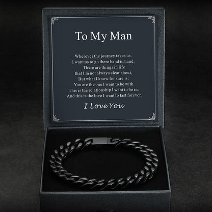 Miami Cuban Chain Bracelet in a box with a sentimental message