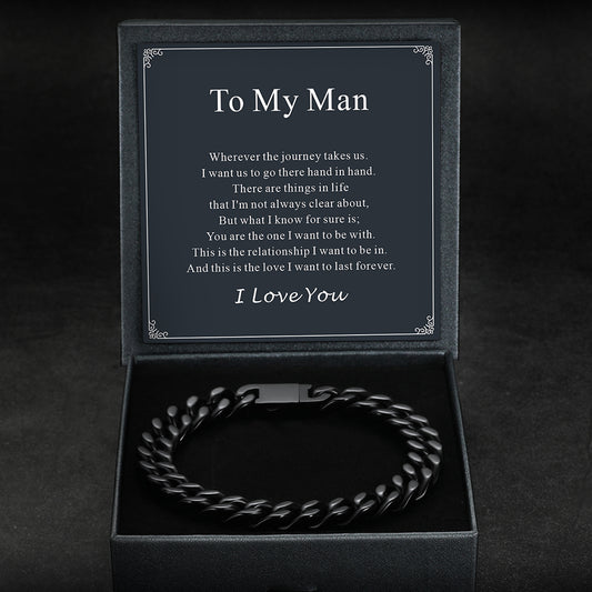 Miami Cuban Chain Bracelet in a box with a sentimental messageimg