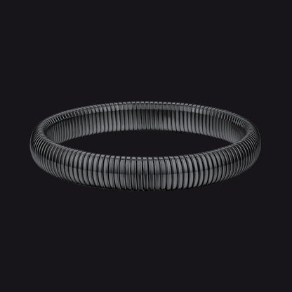 10mm Black Stainless Steel Stretch Chain Bangle Bracelet for Women and Men