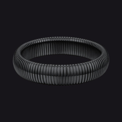 16mm Black Stainless Steel Stretch Chain Bangle Bracelet for Women and Men