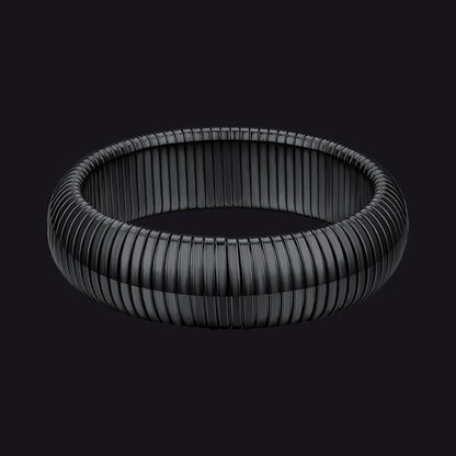 20mm Black Stainless Steel Stretch Chain Bangle Bracelet for Women and Men