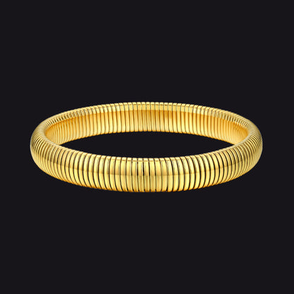 10mm Gold Stainless Steel Stretch Chain Bangle Bracelet for Women and Men