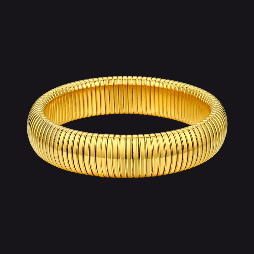 16mm Gold Stainless Steel Stretch Chain Bangle Bracelet for Women and Men