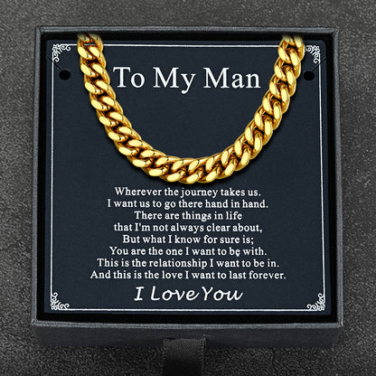 Miami Cuban Link Chain Necklace with Gift Box & Personalized Card for Men