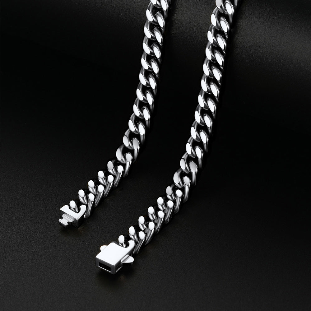 Miami Cuban Chain & Celtic Knot Cross Necklace Set for Men  