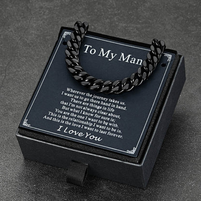 Miami Cuban Link Chain Necklace with Gift Box & Personalized Card for Men