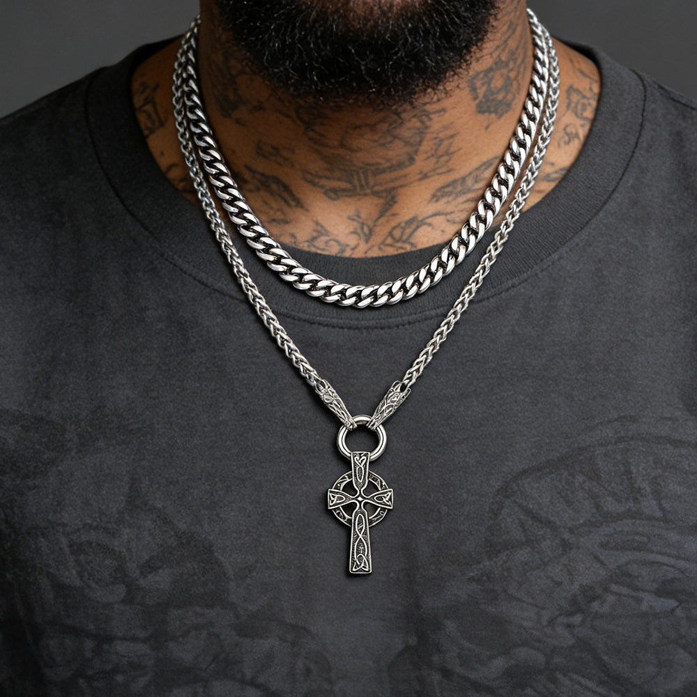 Miami Cuban Chain & Cornicello Italian Horn Pendant Set for Men  