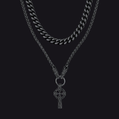 Miami Cuban Chain & Cornicello Italian Horn Pendant Set for Men  