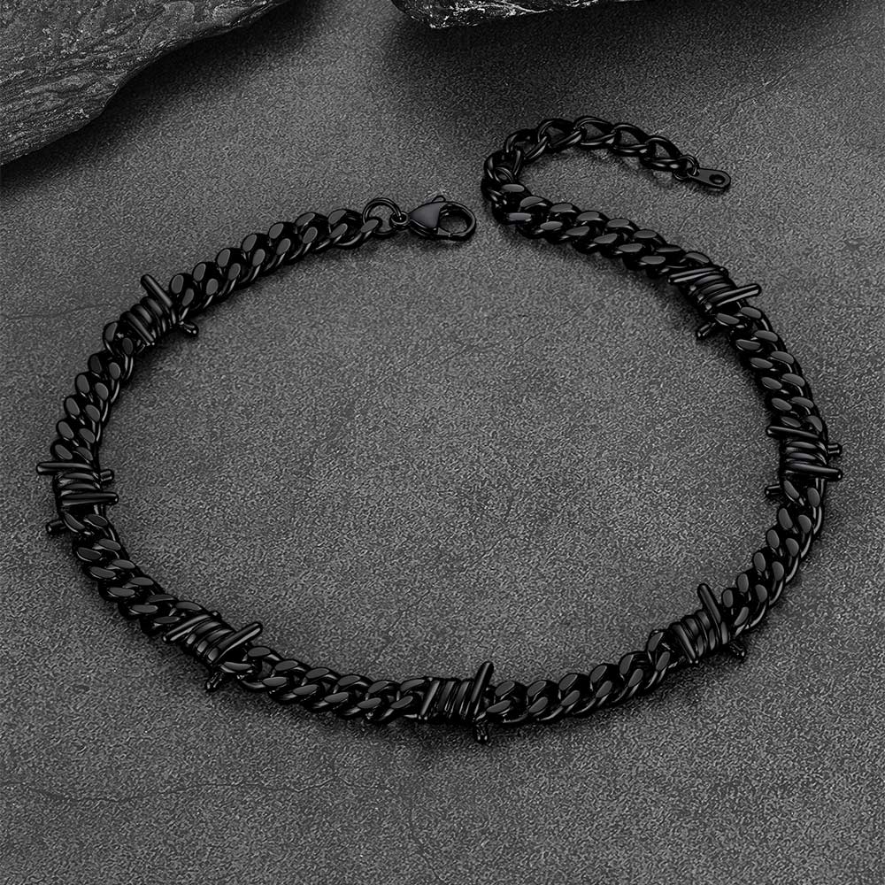 FaithHeart Barbed Wire Cuban Choker Chain Necklace