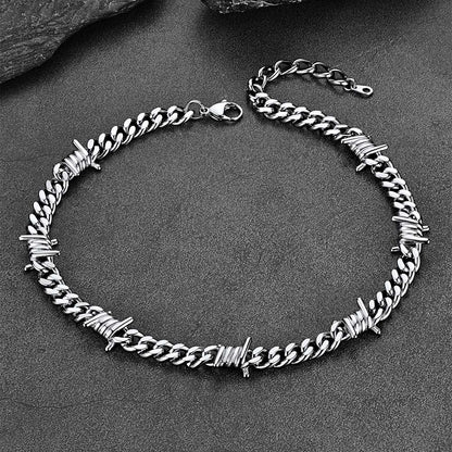 Gothic stainless steel chain with barbed wire