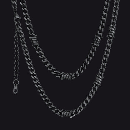 9mm Barbed Wire Cuban Link Chain Choker Necklace for Men Women