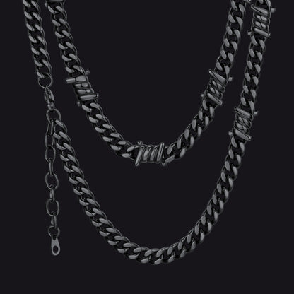 9mm Barbed Wire Cuban Link Chain Choker Necklace for Men Women