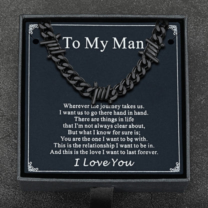 To My Men Barbed Wire Cuban Chain Choker Necklace Gift for Him FaithHeart Jewelry